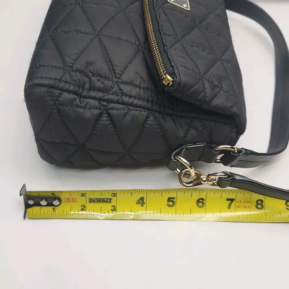Kate Spade Purse Black Quilted Nylon Crossbody Shoulder Bag Flap Zip Top Small